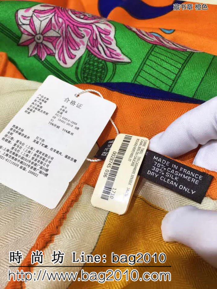 HERMES愛馬仕限量款 專櫃限量色絲羊絨圍巾 LLWJ7490